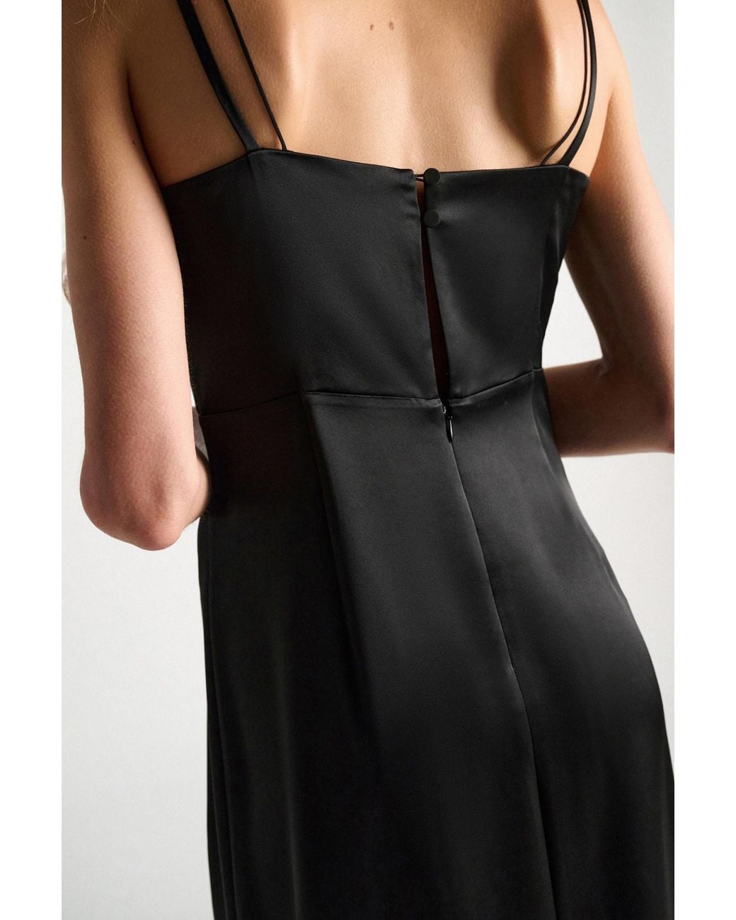 Dorothee Schumacher Black Shiny Statement Midi Lingerie Dress