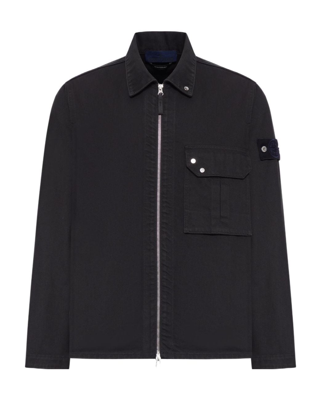 Stone Island Black Zipped Denim Overshirt for men