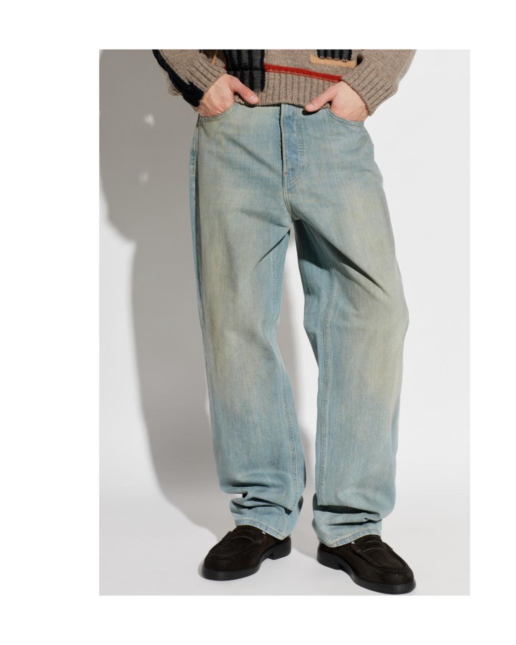 Haikure Gray Logo Patch Straight Leg Jeans for men