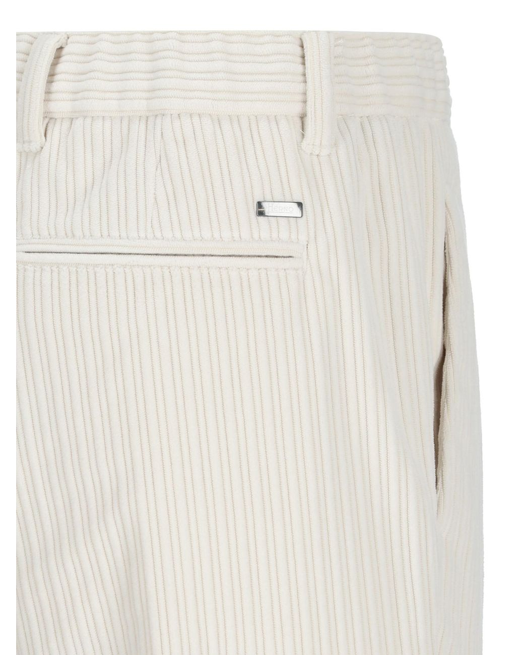 Herno White Corduroy Pleated Pants for men