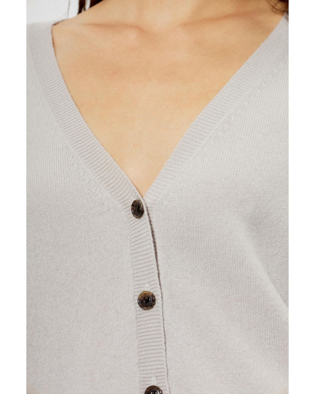 Lisa Yang Gray Abby V-Neck Cardigan