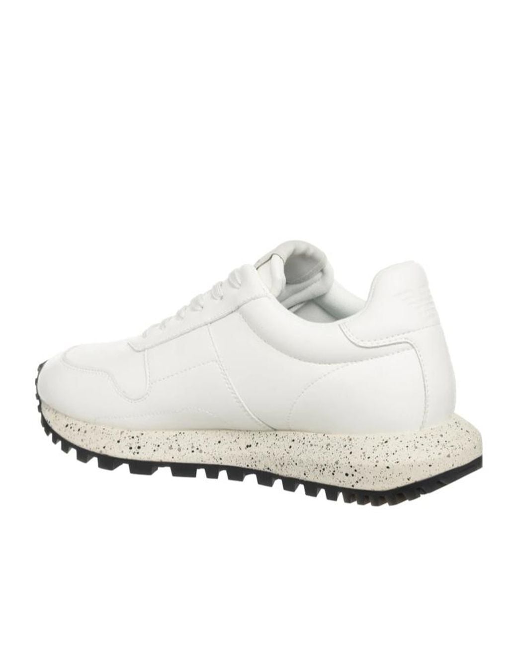 Emporio Armani White Round Head Lacing Casual Sneakers for men