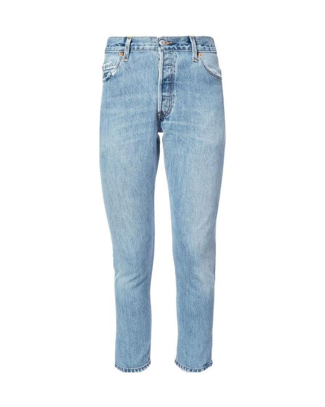 Re/done Blue High-Rise Cropped Jeans