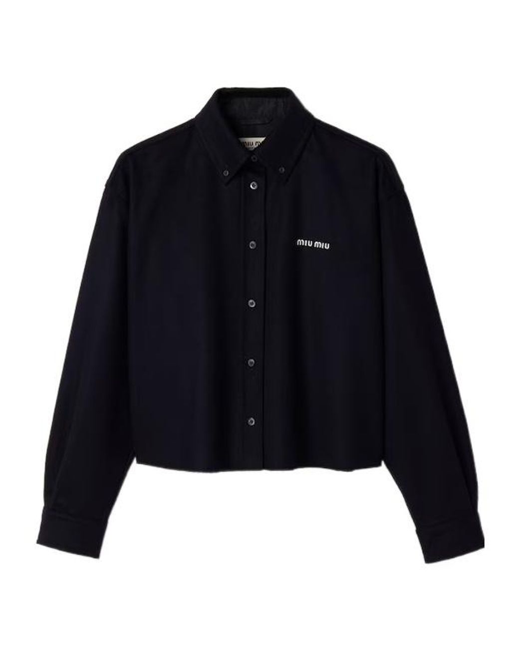 Miu Miu Blue Logo-Embroidered Button-Up Shirt