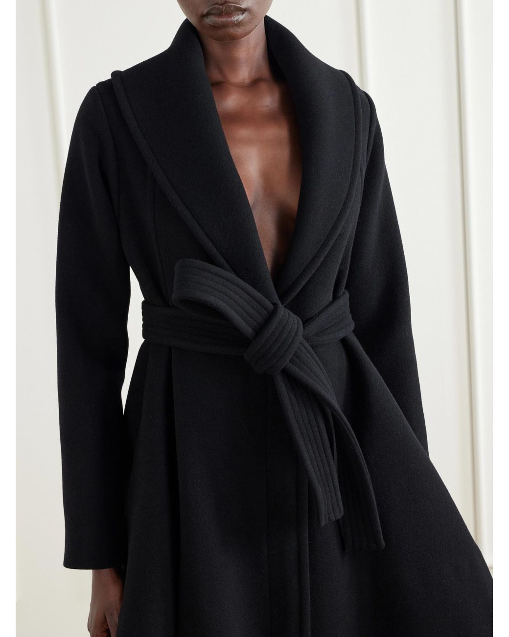 Alaïa Black Alaïa Belted Asymmetric Robe Coat