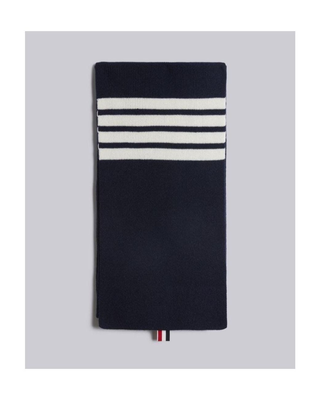 Thom Browne Blue 4-Bar Knitted Scarf for men