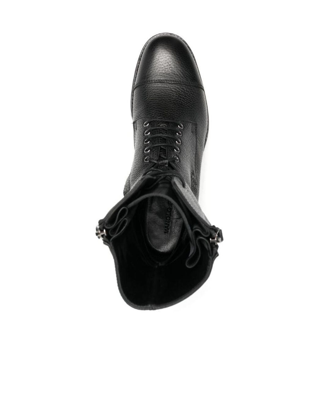 Manolo Blahnik Black Campcha Leather Combat Boots