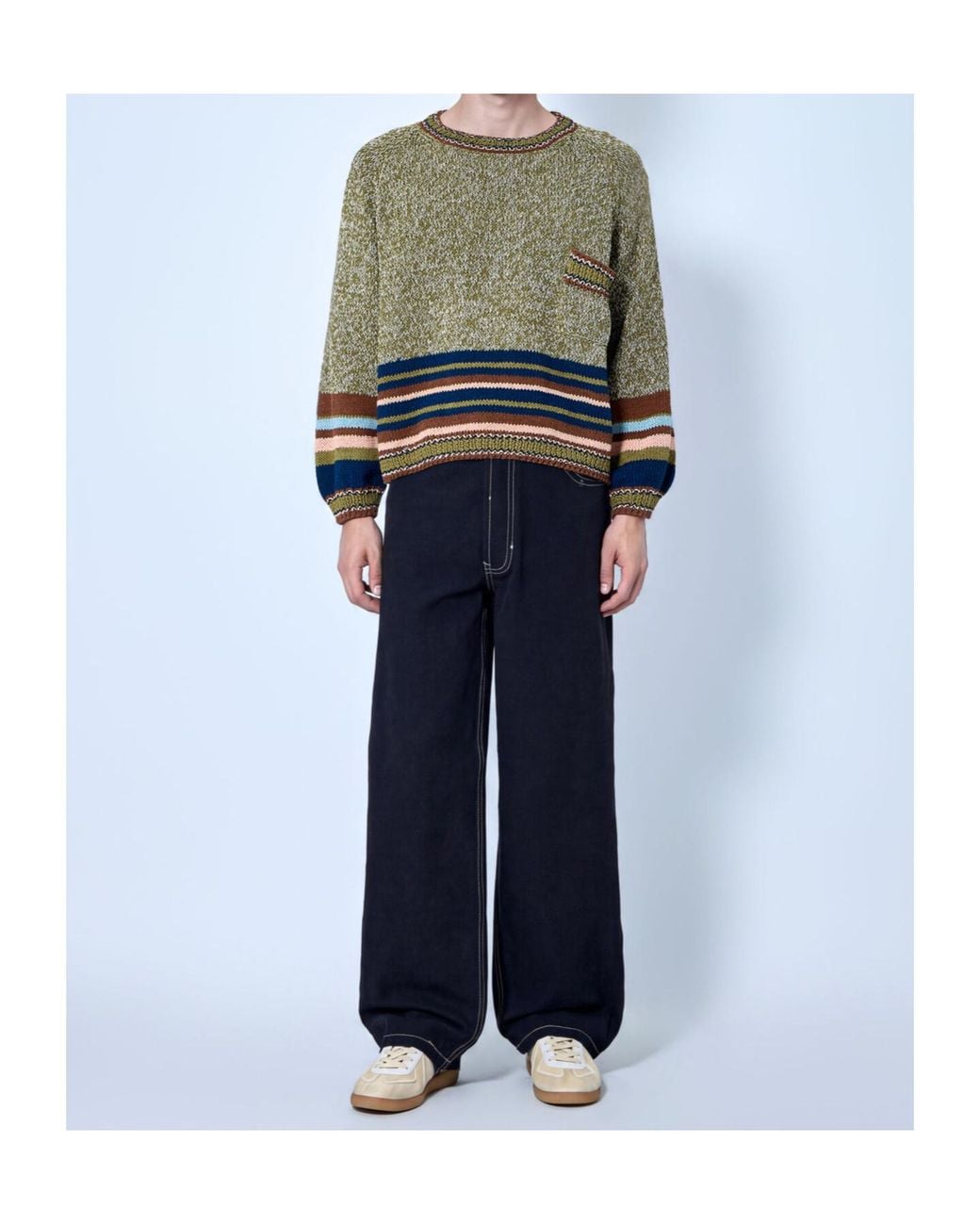 STORY mfg. Blue Long-Sleeved Sweater for men