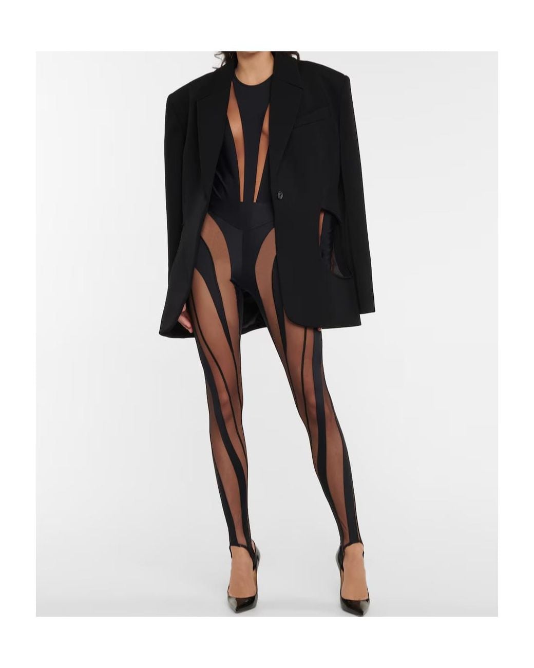 Mugler Black Sewn Long-Sleeve Jumpsuit