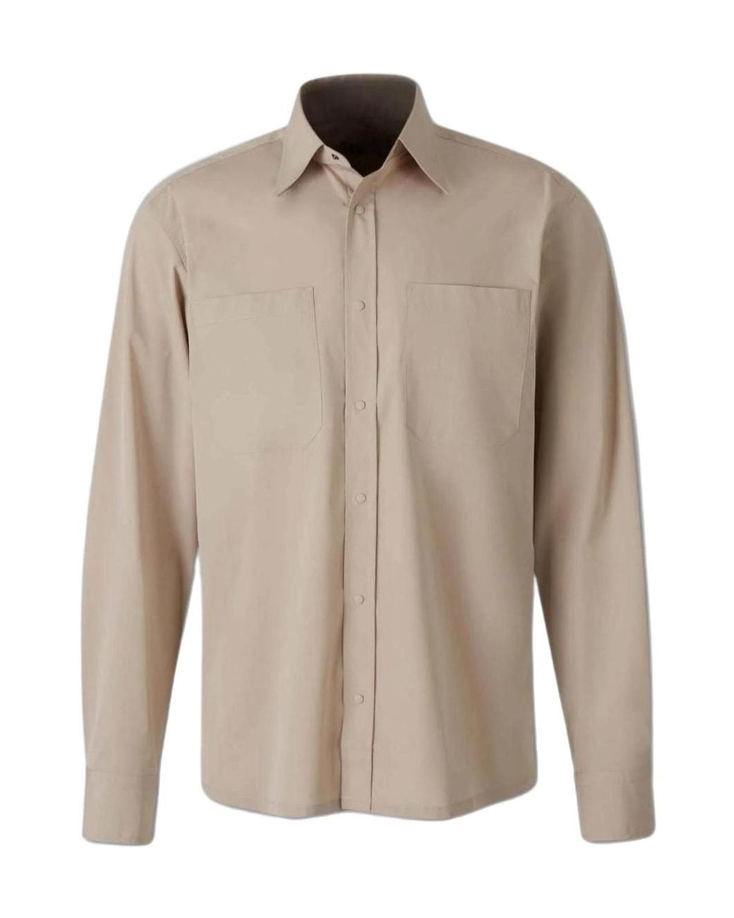 Herno Brown Button-Up Straight Hem Shirt for men