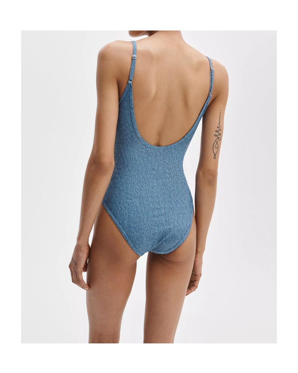 Rag & Bone Blue Thin-Strapped One-Piece Swimsuit