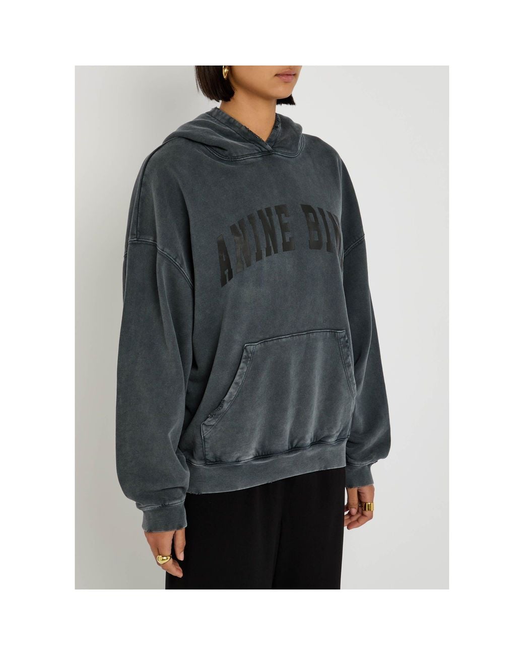 Anine Bing Black Cotton Oversized Sweatshirt