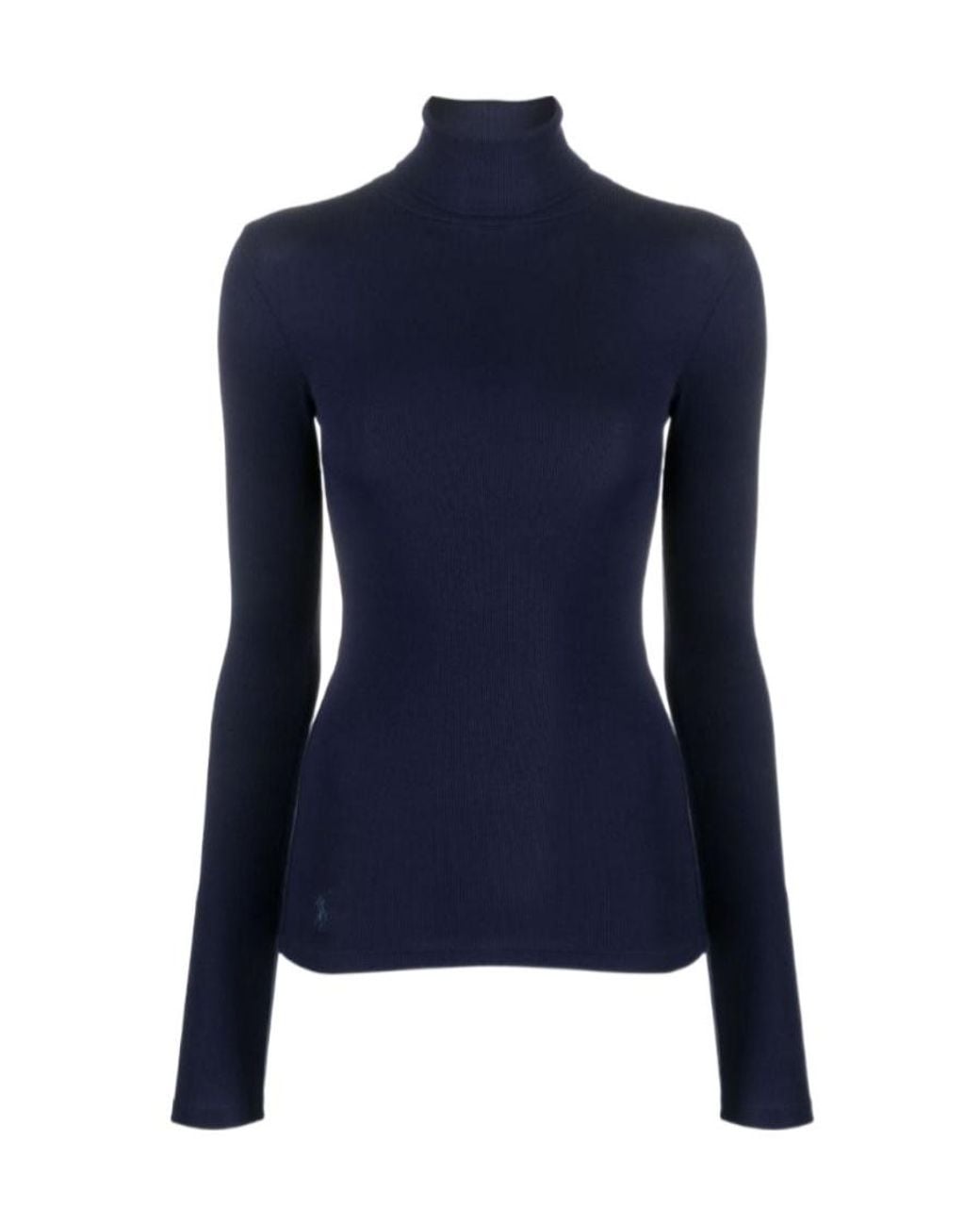 Ralph Lauren Blue Lyocell-Cotton Blend Rollneck Jumper