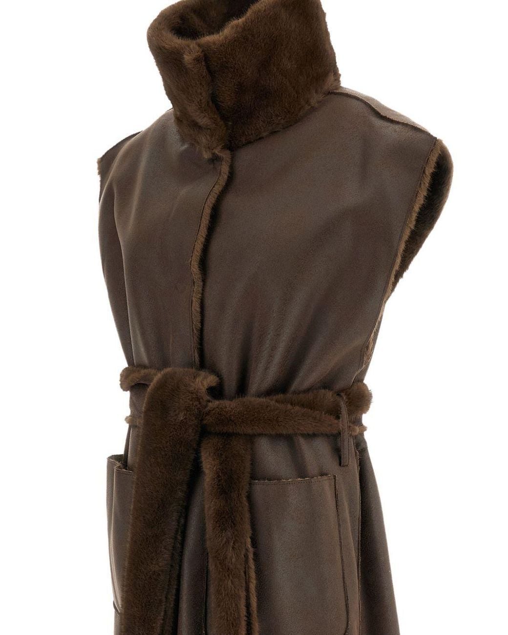 Stand Studio Brown Reversible Sleeveless Coat