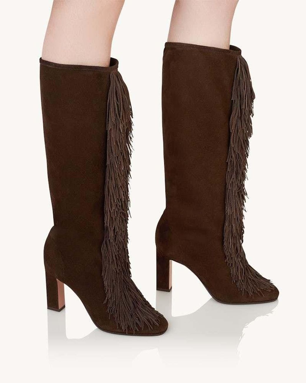 Aquazzura Brown Gytane Fringe Detailed Boots