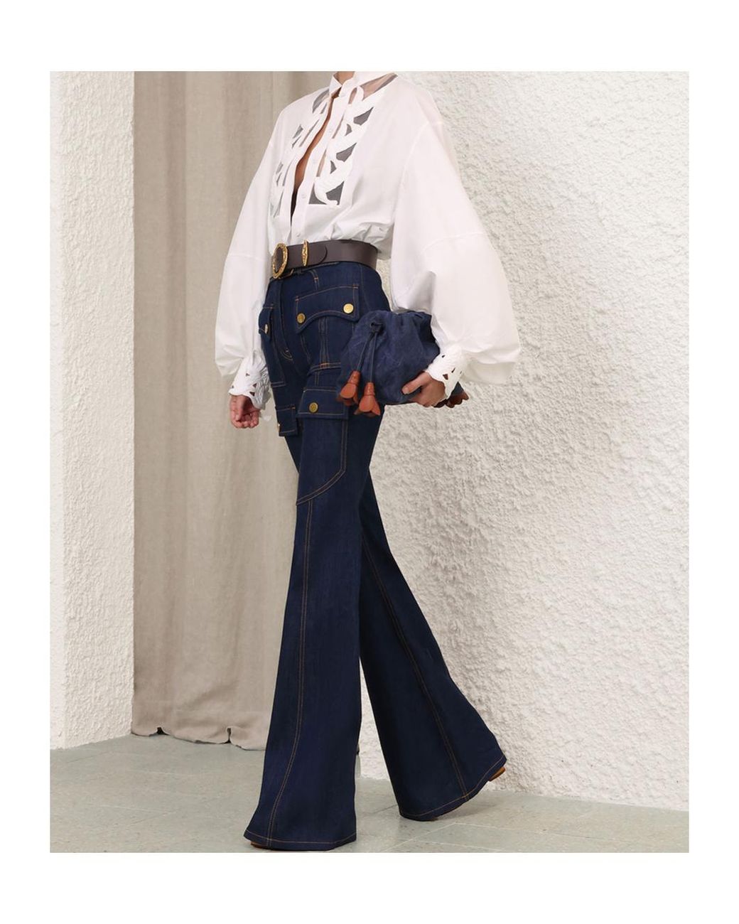 Zimmermann White Luna Appliqué Cutout Blouse