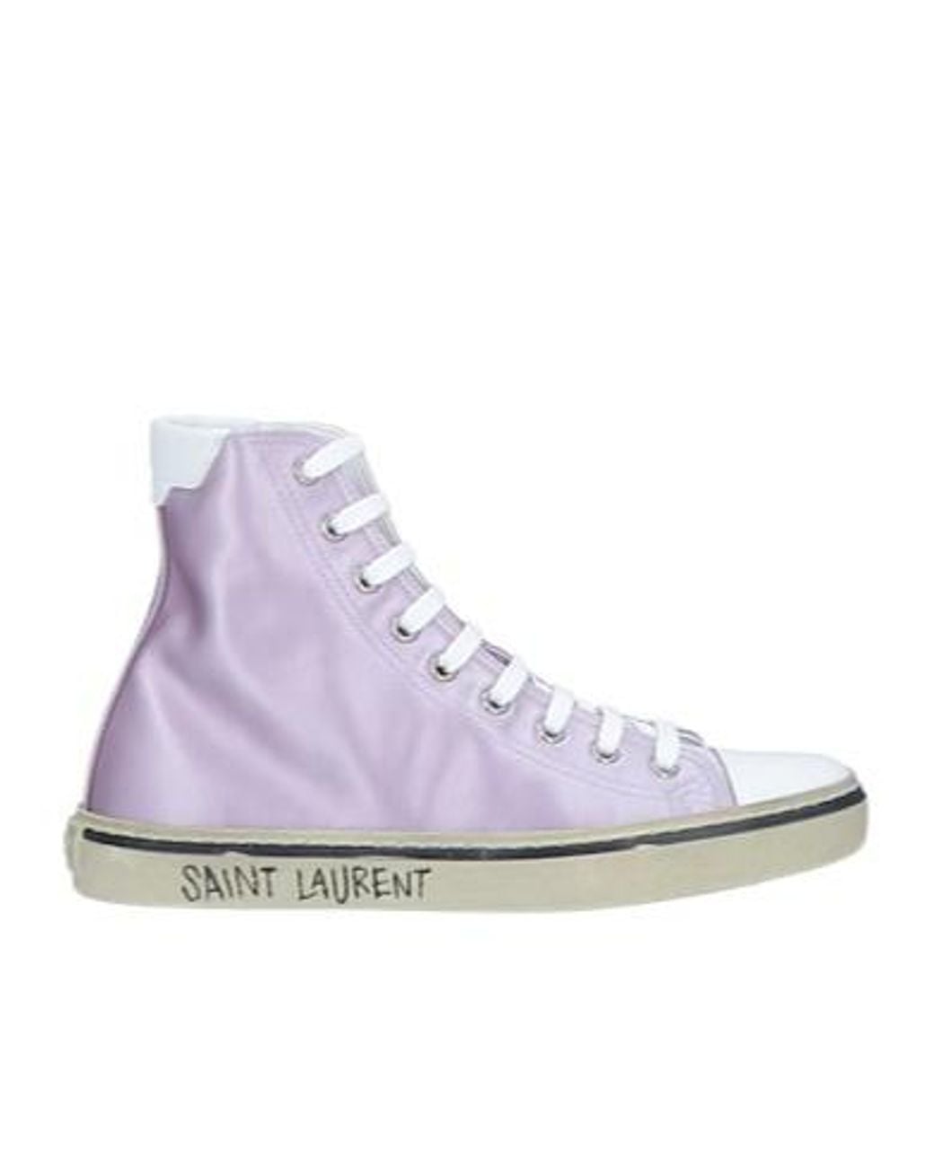 Saint Laurent Purple Satin Leather High-Top Sports Shoes