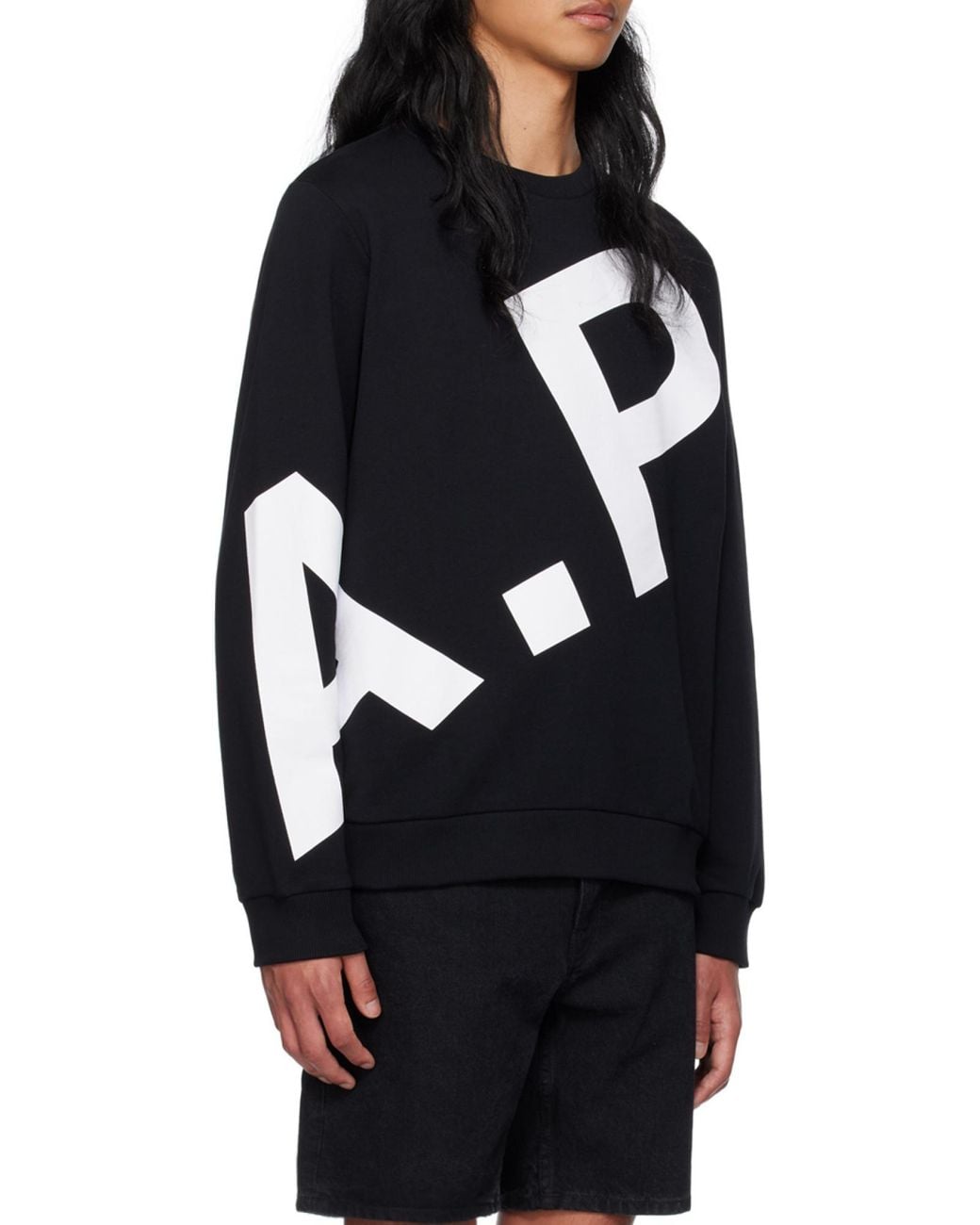 A.P.C. Black Logo-Printed Crewneck Sweatshirt