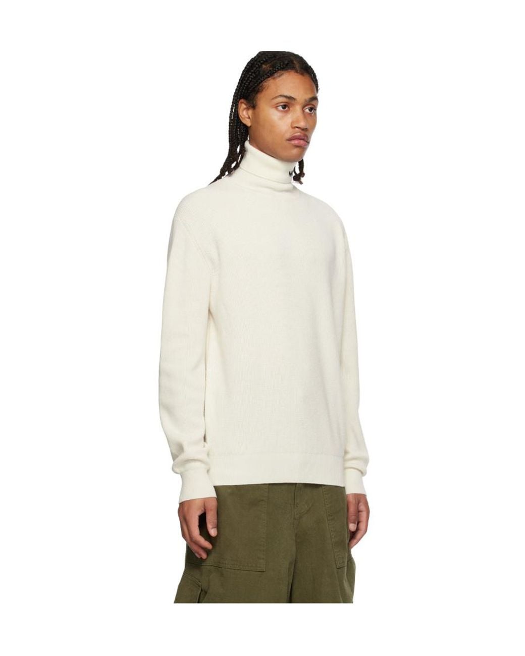 we11done White Intarsia-Knit Roll-Neck Jumper for men