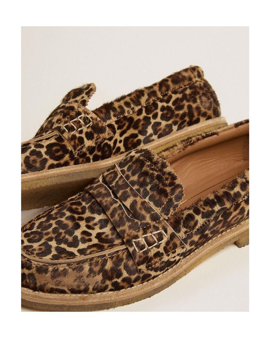 Golden Goose Deluxe Brand Brown Leopard-Printed Round-Toe Loafers
