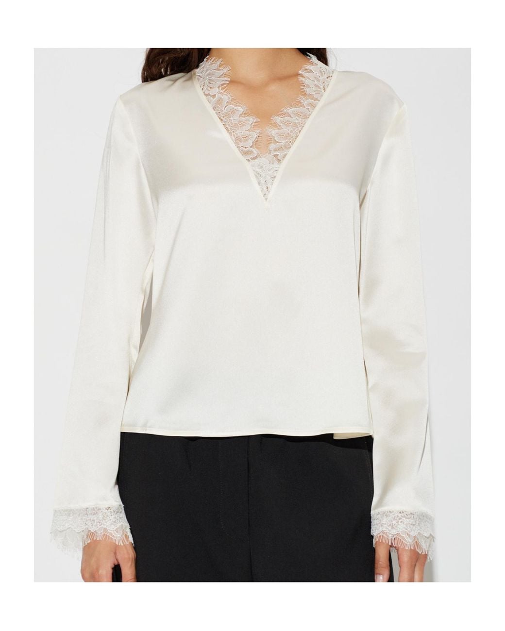 Ganni White Lace-Trim Top