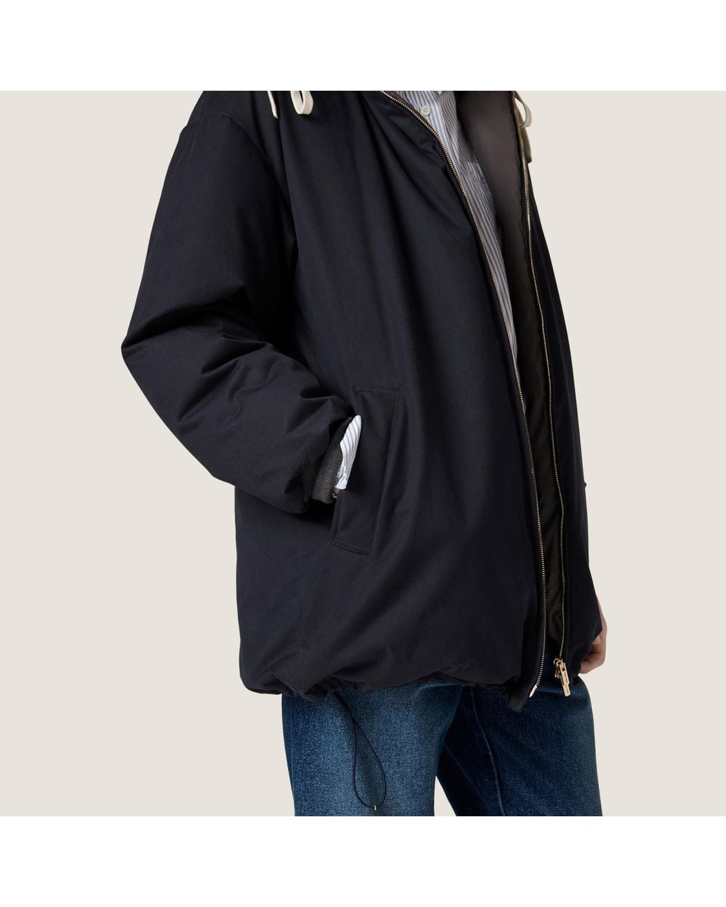 Miu Miu Blue Gabardine Down Jacket