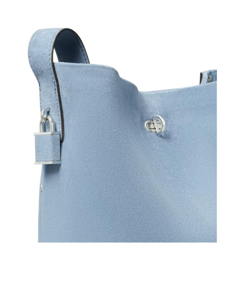 Tory Burch Blue Medium Lock Suede Slim Bucket Bag