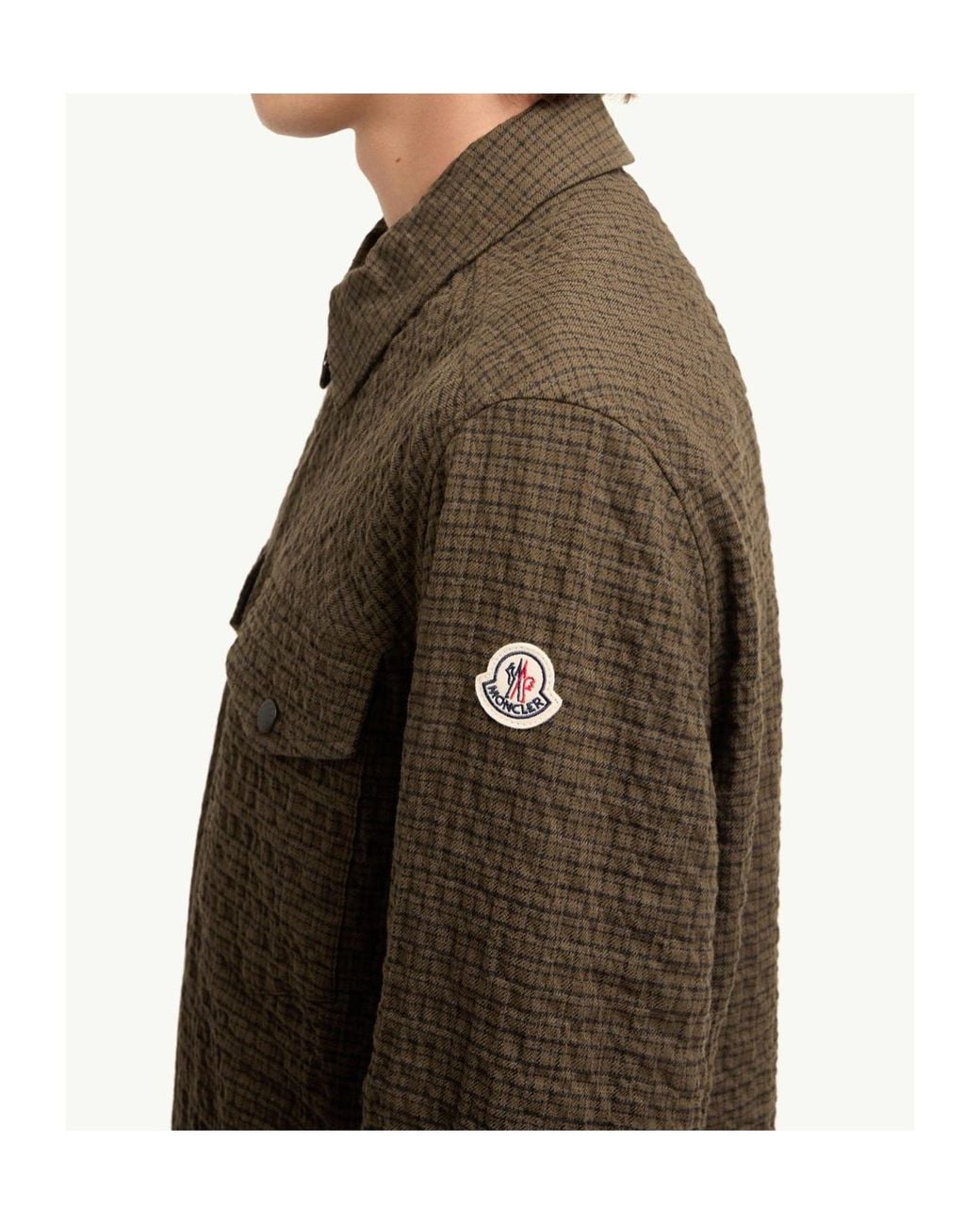 Moncler Green Micro Madras Flannel Shirt Jacket for men