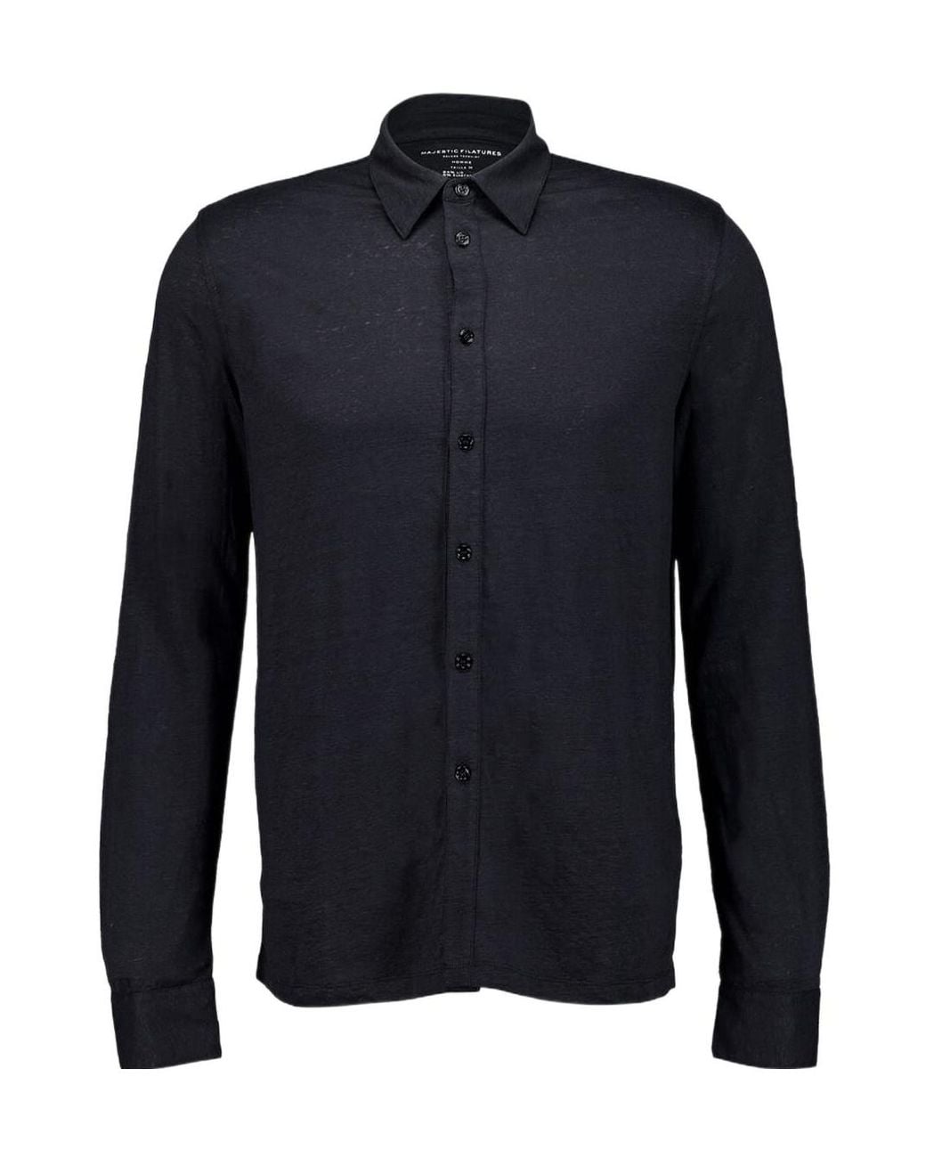 Majestic Filatures Blue Stretch-Linen Shirt for men