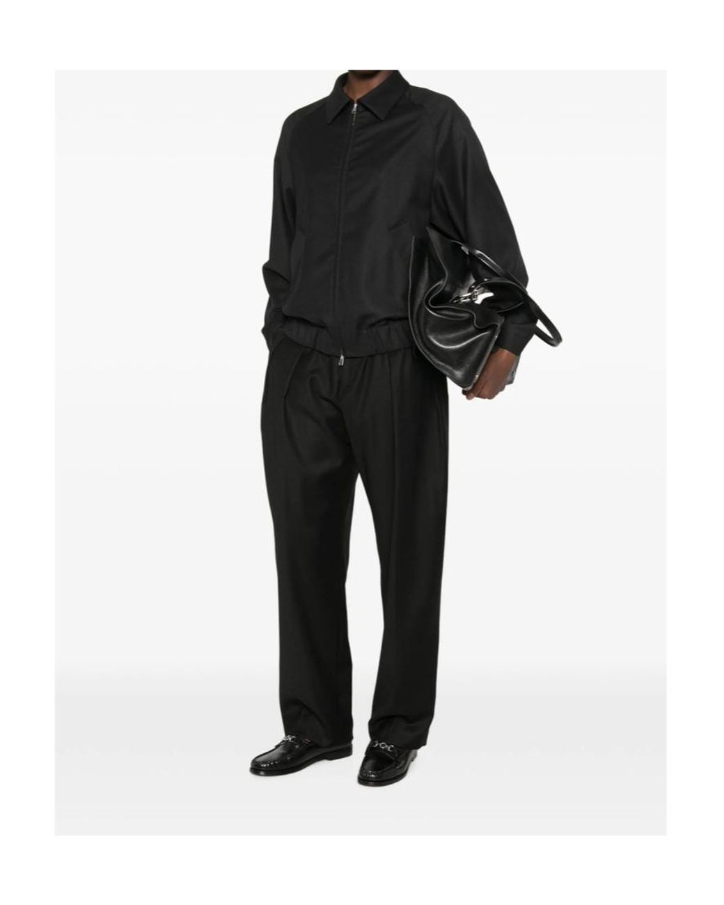 Barena Black Collared Zipup Bomber Jacket