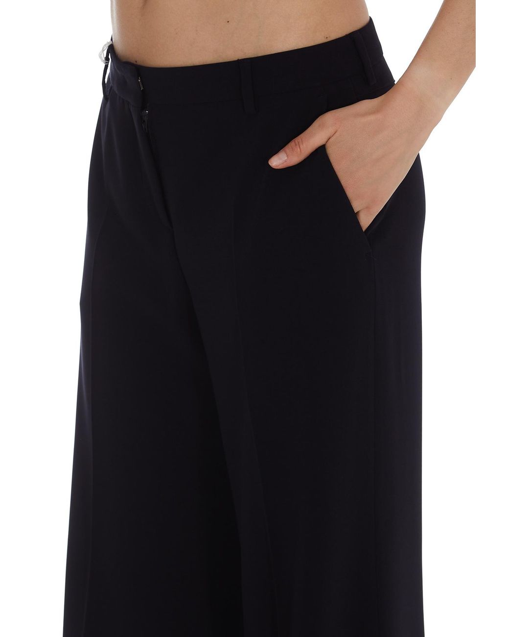 Alberto Biani Black High-Rise Wide-Leg Trousers