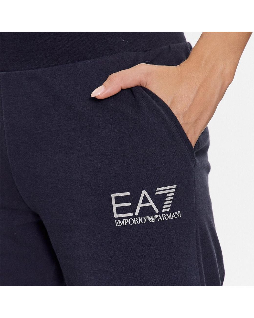 EA7 Blue Logo-Print Tapered Track Pants