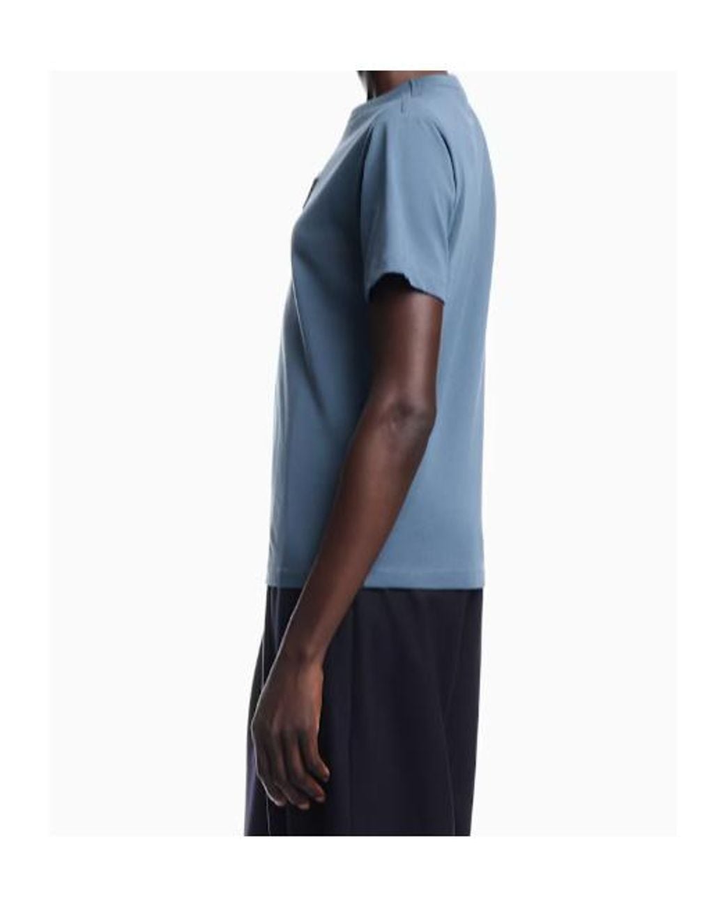 Emporio Armani Blue Supima Jersey T-Shirt With Signature Capsule Logo Embroidery