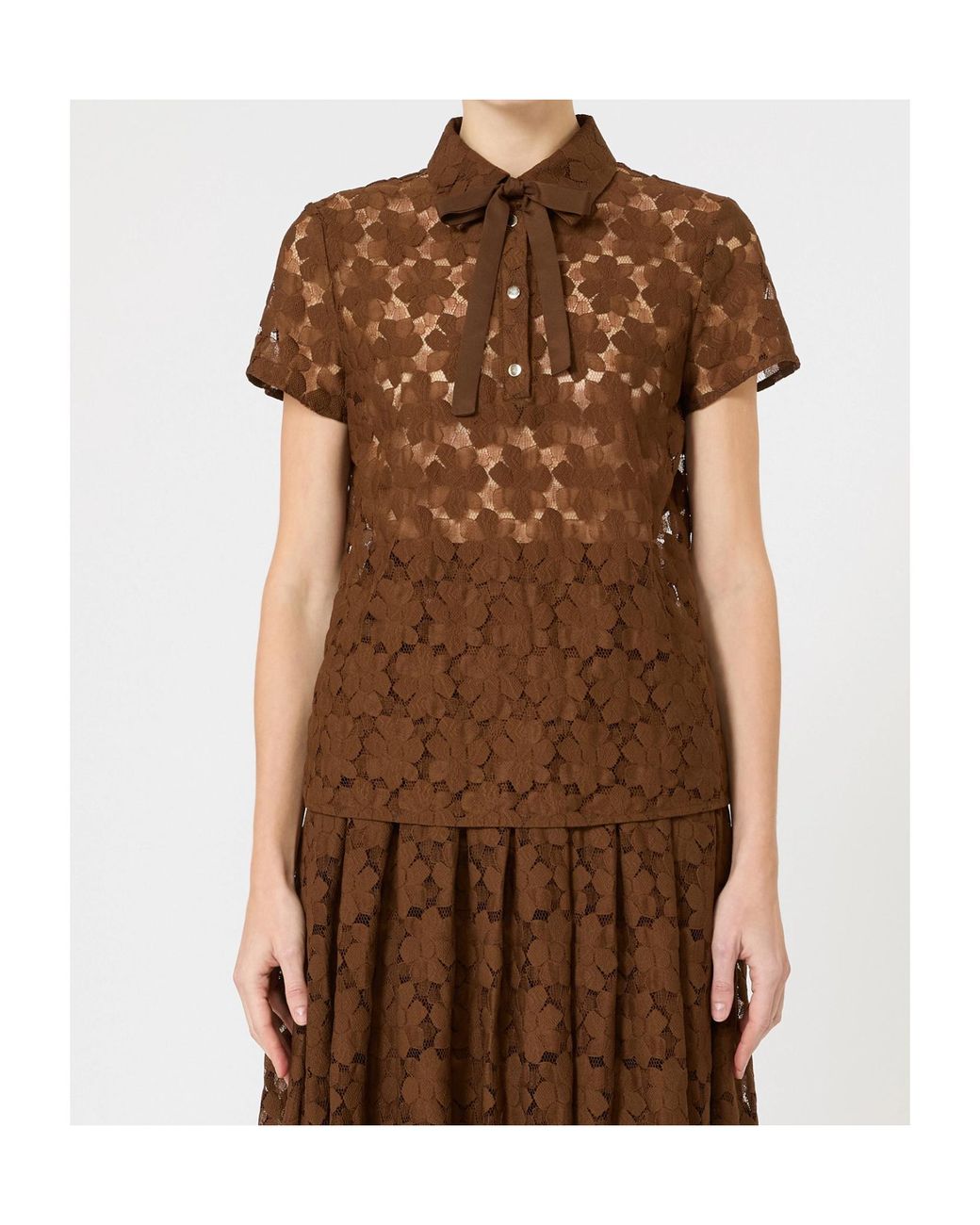 Max Mara Brown Studio Lace T-Shirt