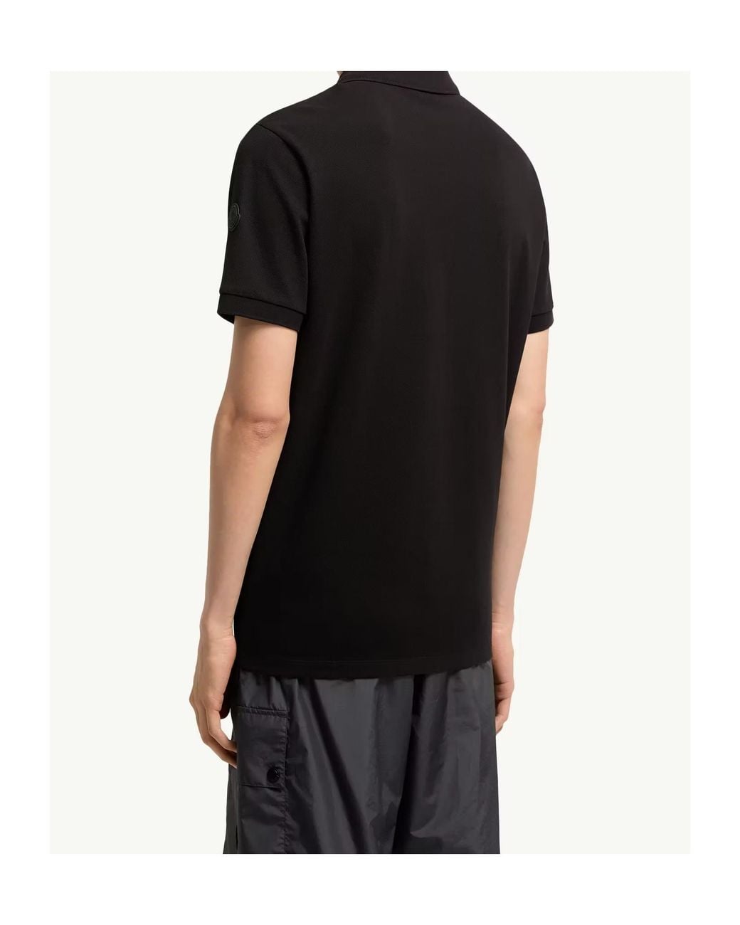 Moncler Black Logo Patch Short-Sleeved Polo Shirt for men
