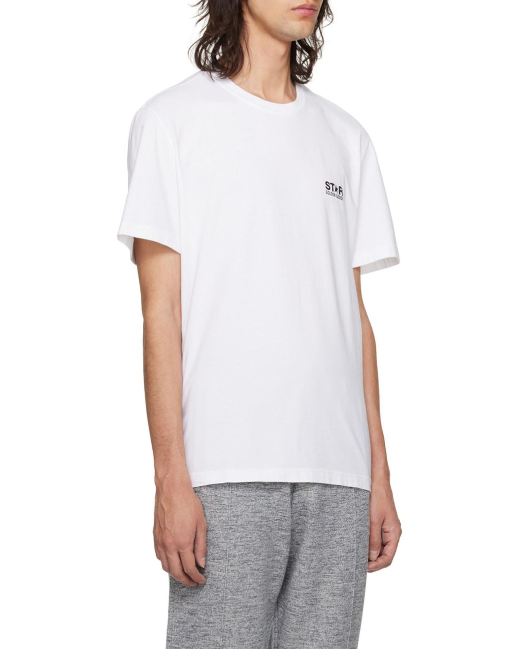 Golden Goose Deluxe Brand White Golden Collection T-Shirt With Contrasting Logo On The Front for men