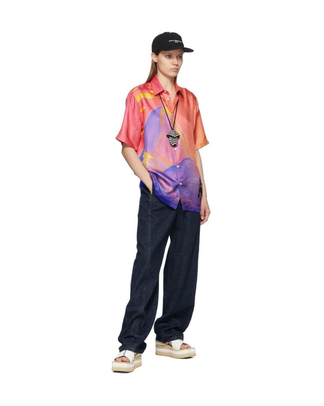 Stella McCartney Purple Graphic Print Short-Sleeve Shirt