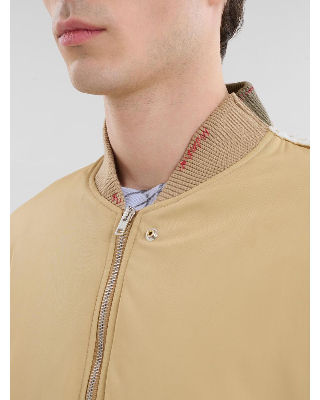 Marni Natural Contrast Back Twill Bomber Jacket for men