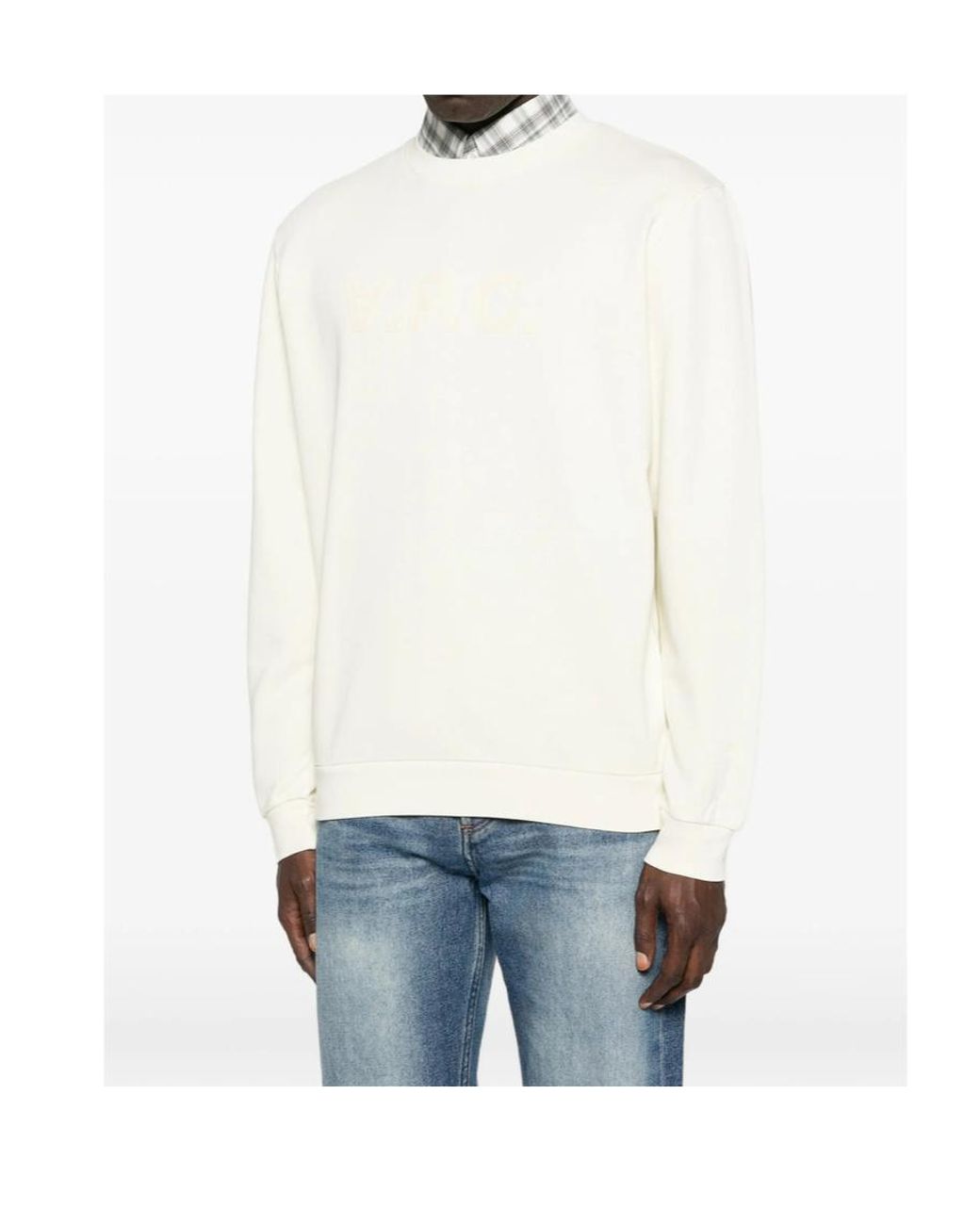 A.P.C. White Logo Crew-Neck Sweatshirt for men