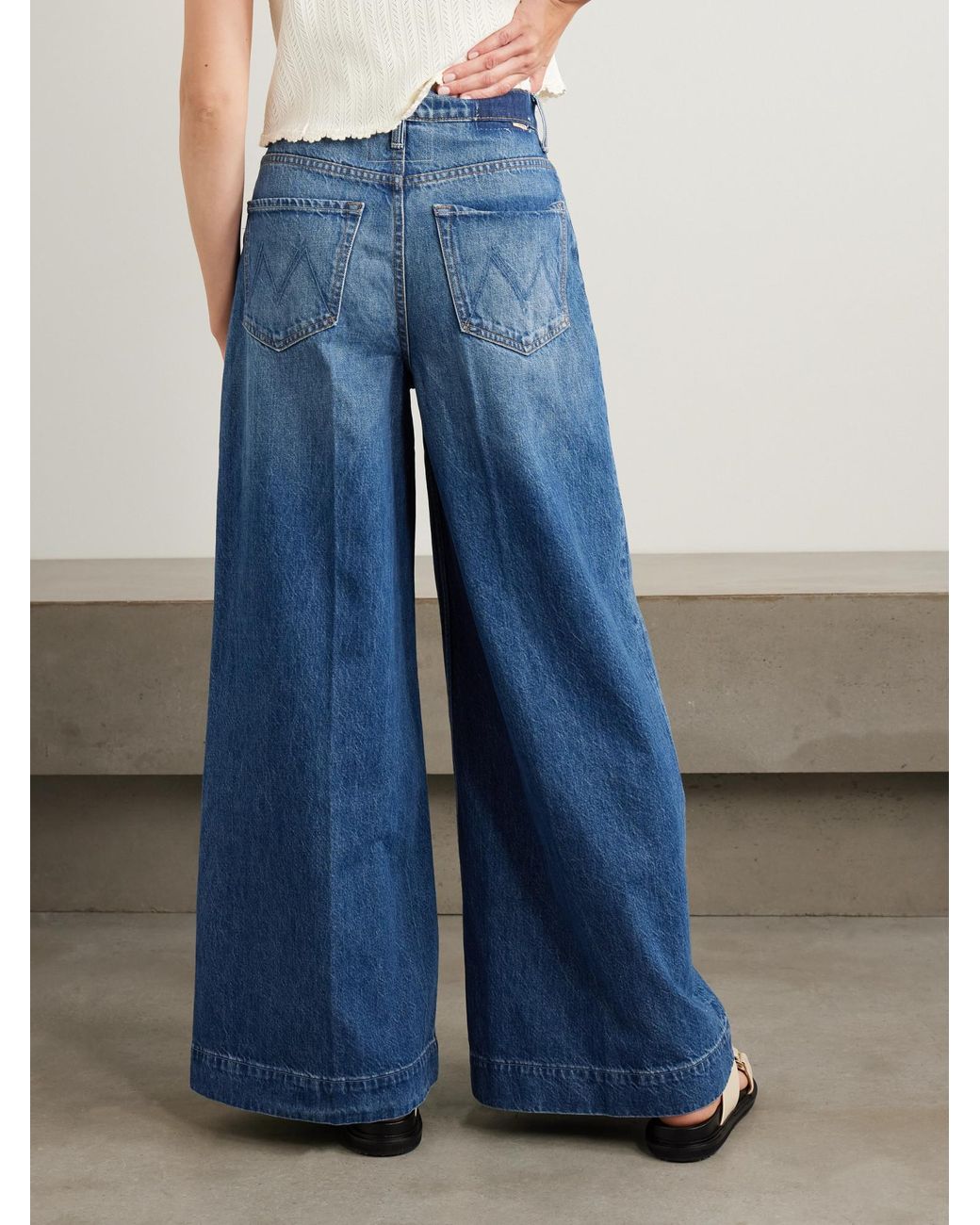 Mother Blue High-Rise Wide-Leg Jeans