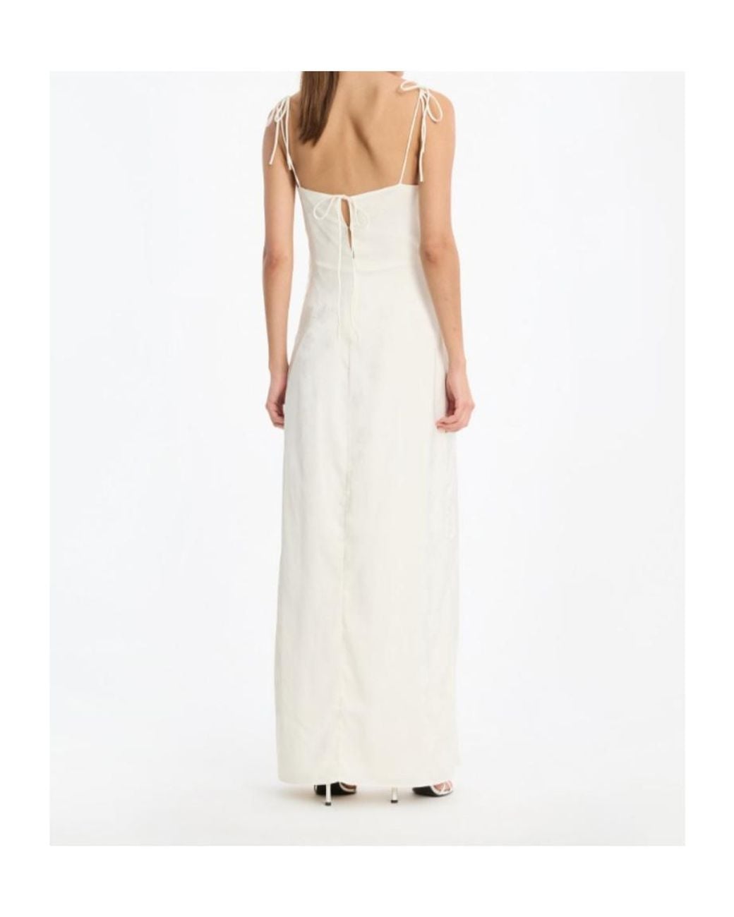 ROTATE BIRGER CHRISTENSEN White Drapy Slip Maxi Dress