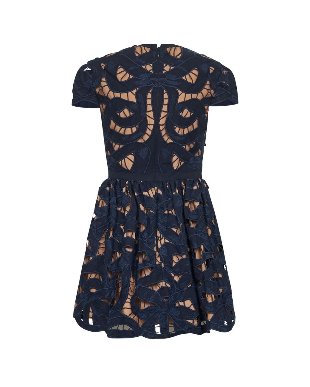Self-Portrait Blue Self Portrait Cotton Poplin Mini Dress With Bow Motif