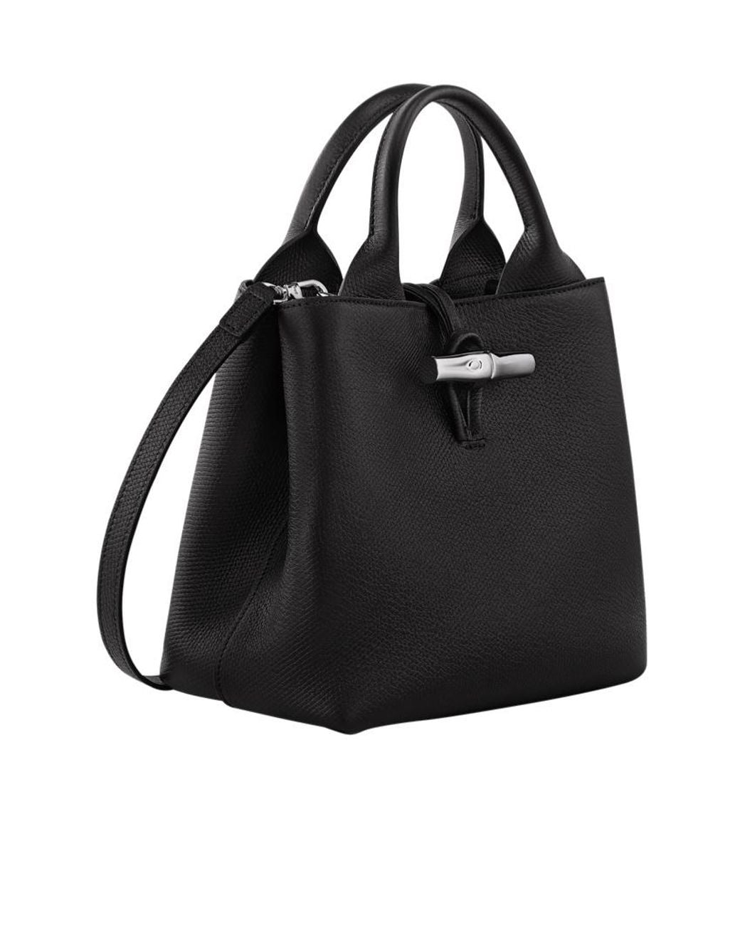 Longchamp Black Le Roseau S Top Handle Bag