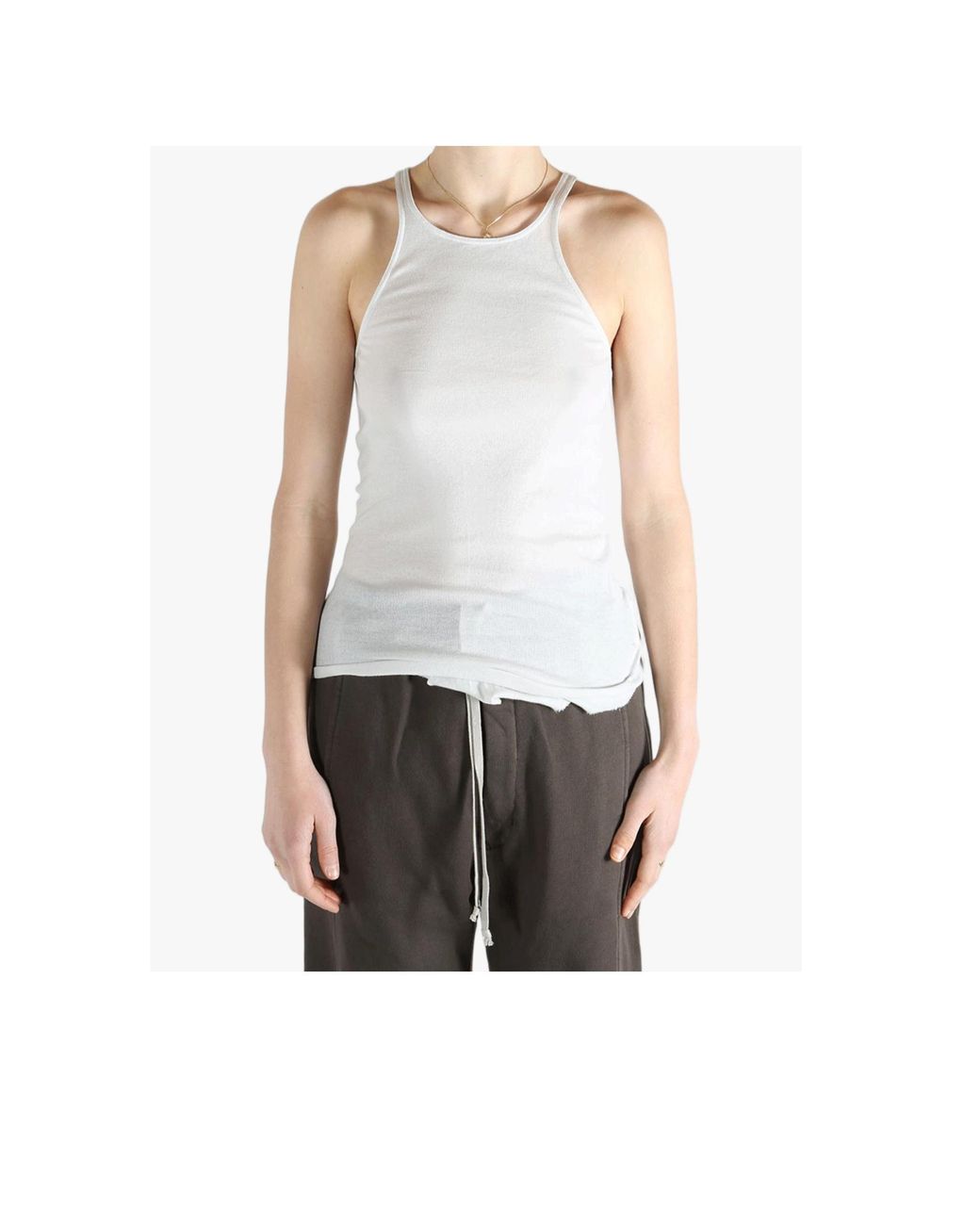 Rick Owens White Racer Back Tank Top