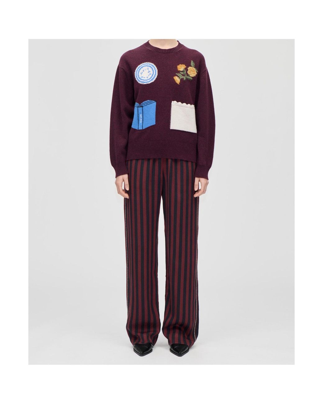 Stine Goya Blue Crew Neck Long-Sleeved Knitwear