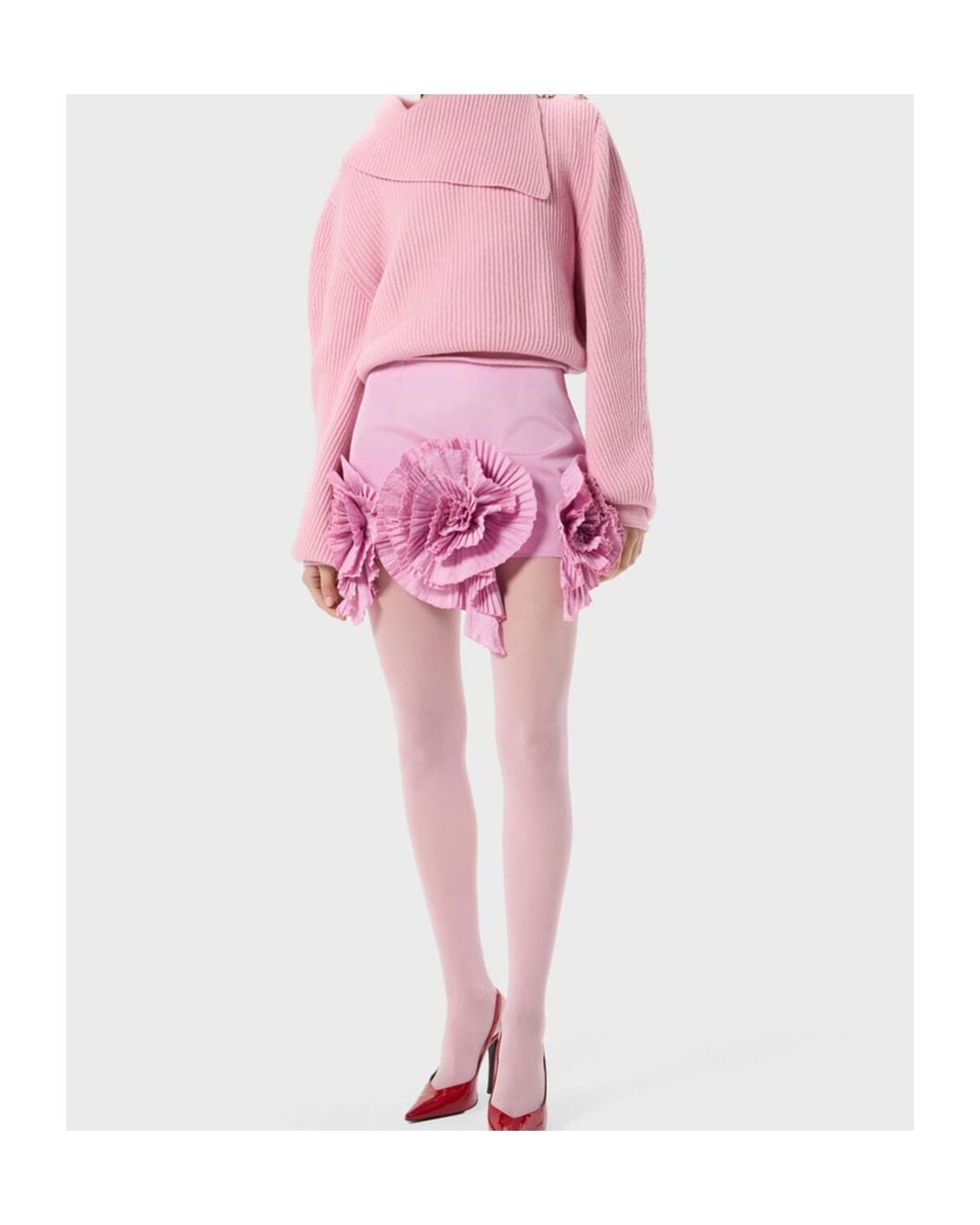 Blumarine Pink Wool Jumper With Sailor Collar And Buttons