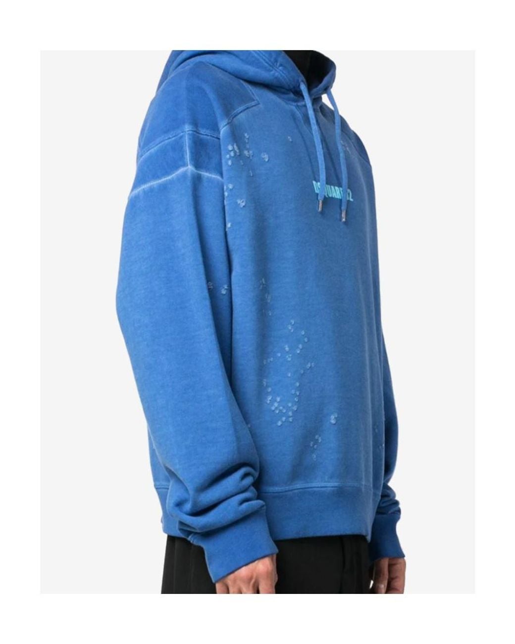 DSquared² Blue Logo Printed Long-Sleeved Hoodie for men