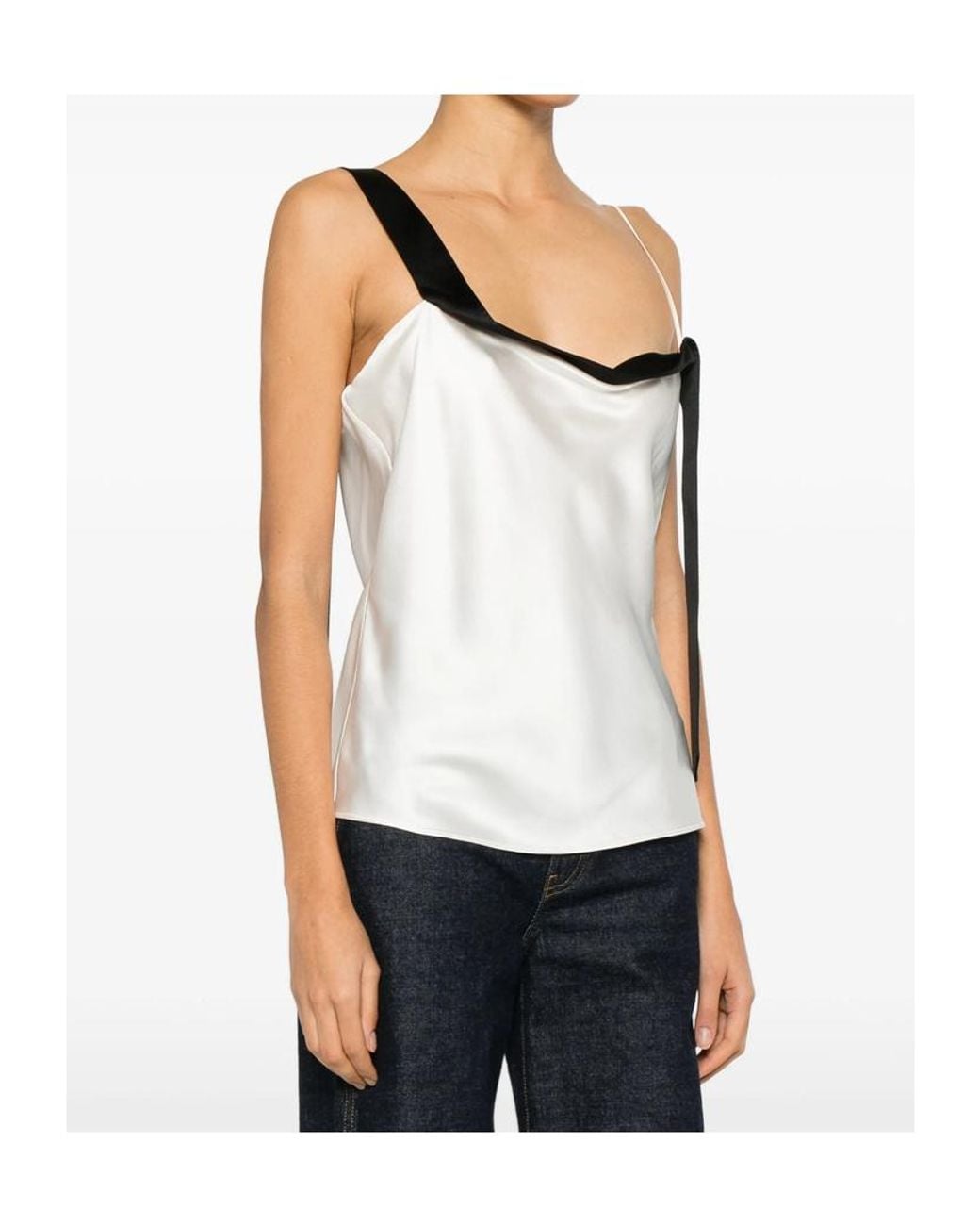 Tom Ford White Color-Blocked Off-Shoulder Tank Top