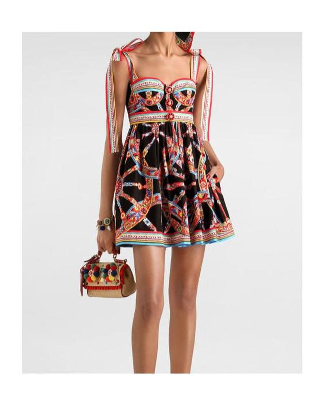 Dolce & Gabbana Red Carretto-Printed Poplin Dress