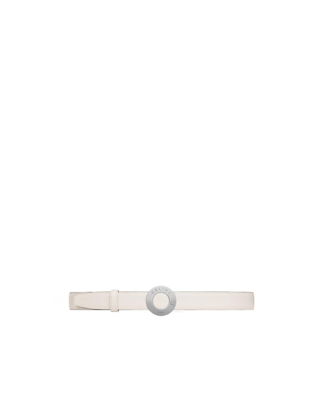 Céline White 25Mm Double-Sided Leather Belt With Disc Buckle